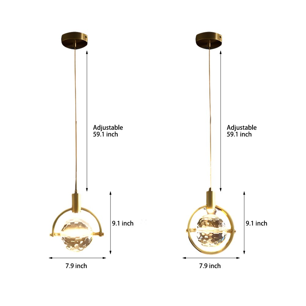 Round & Semicircle Crystal Ball Pendant Lamp – Modern LED Design