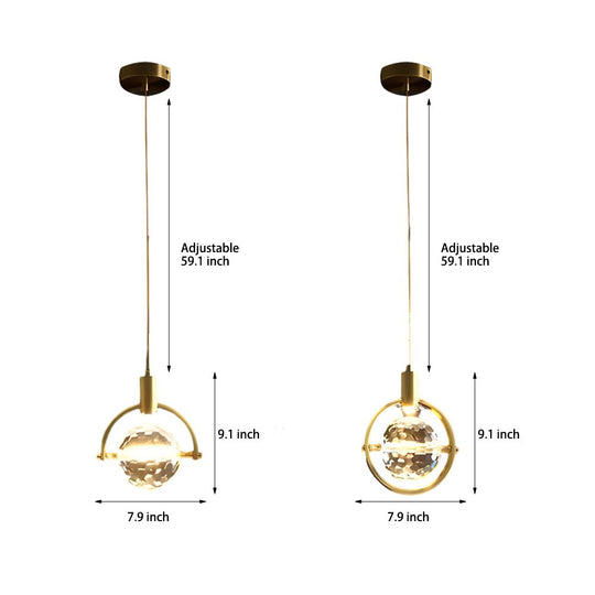 Round & Semicircle Crystal Ball Pendant Lamp – Modern LED Design