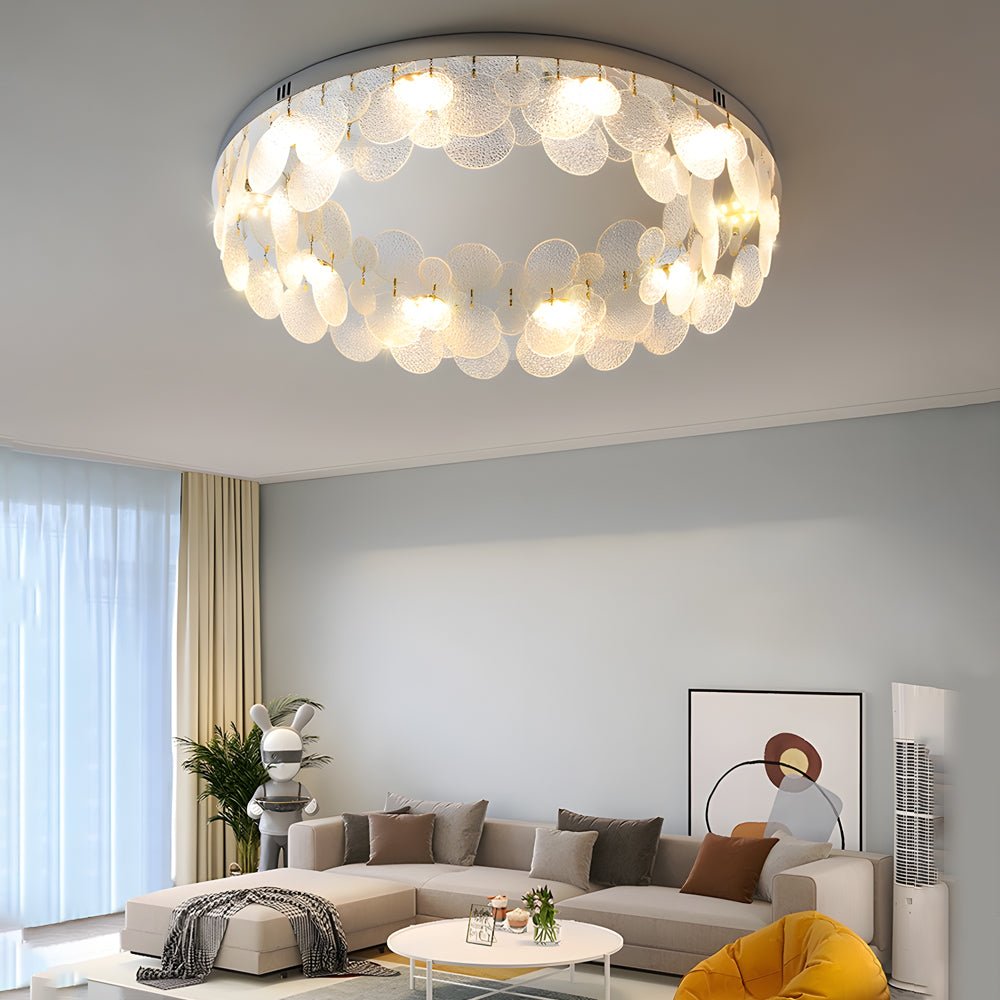Round Small Glass Seashells 3 Step Dimming Simple Post Modern Ceiling Lamp
