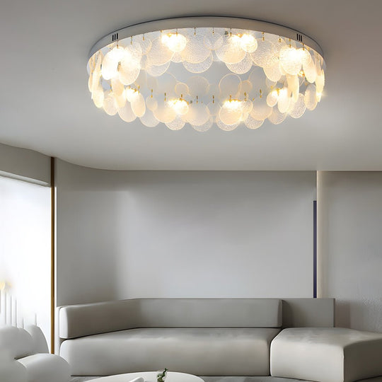 Round Small Glass Seashells 3 Step Dimming Simple Post Modern Ceiling Lamp