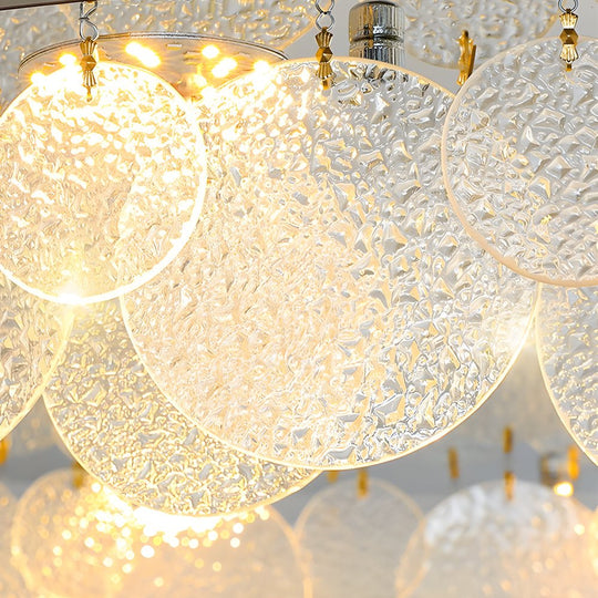 Round Small Glass Seashells 3 Step Dimming Simple Post Modern Ceiling Lamp