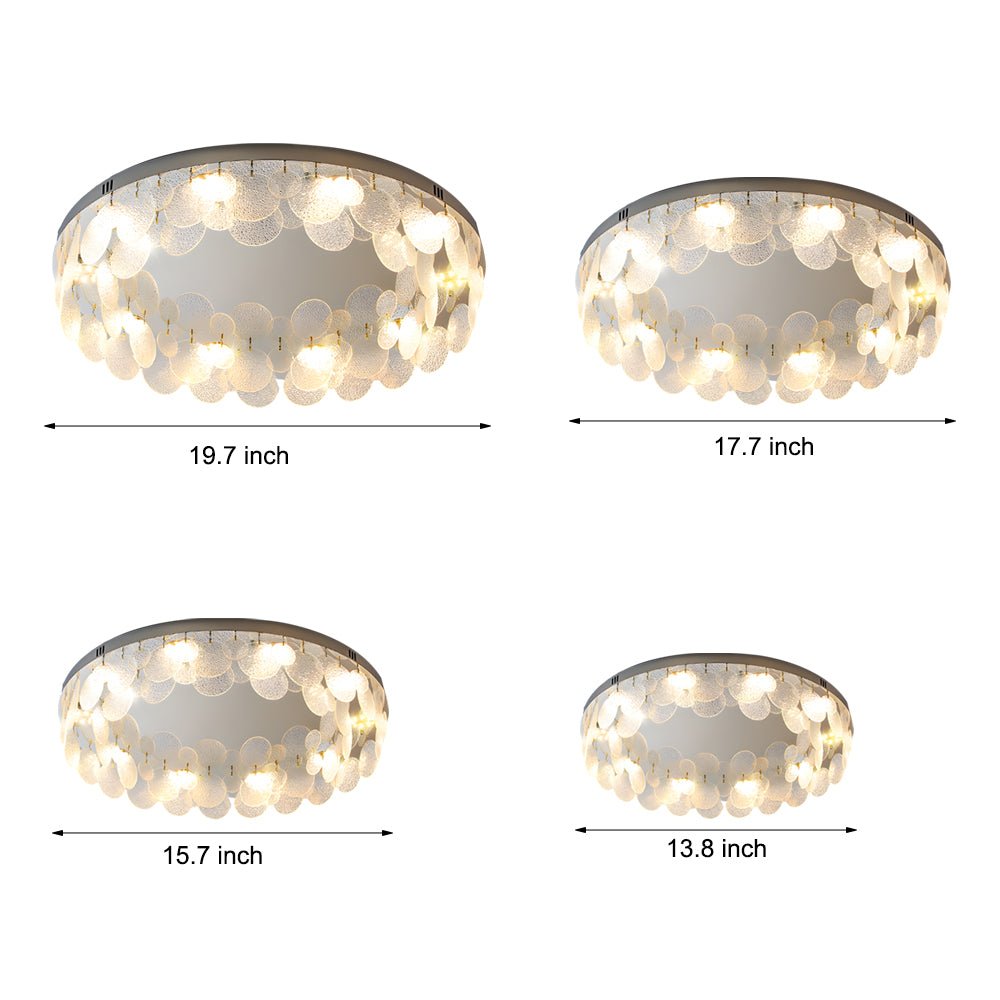 Round Small Glass Seashells 3 Step Dimming Simple Post Modern Ceiling Lamp