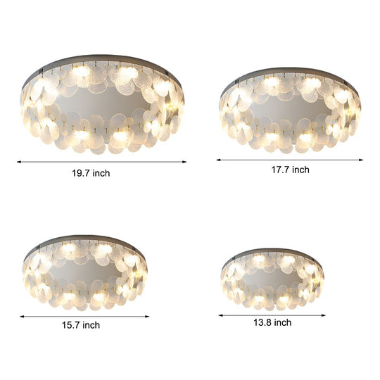 Round Small Glass Seashells 3 Step Dimming Simple Post Modern Ceiling Lamp