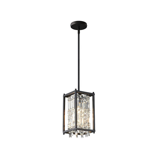 Round Square Iron Frame Crystal Shade Luxury Modern Chandelier Ceiling Lights