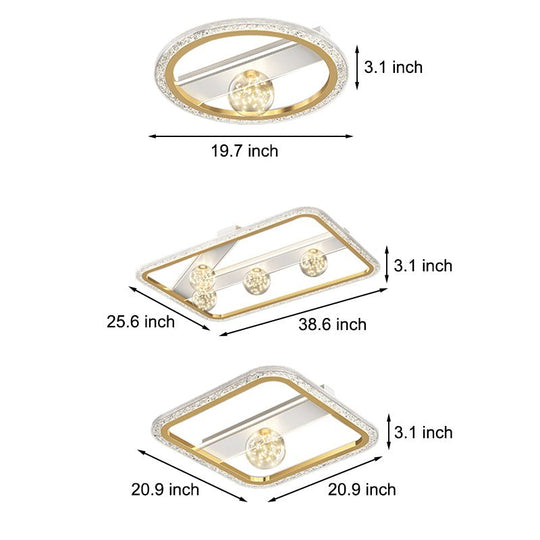 Round Square Rectangular Dimmable LED Ball Decor Modern Ceiling Light