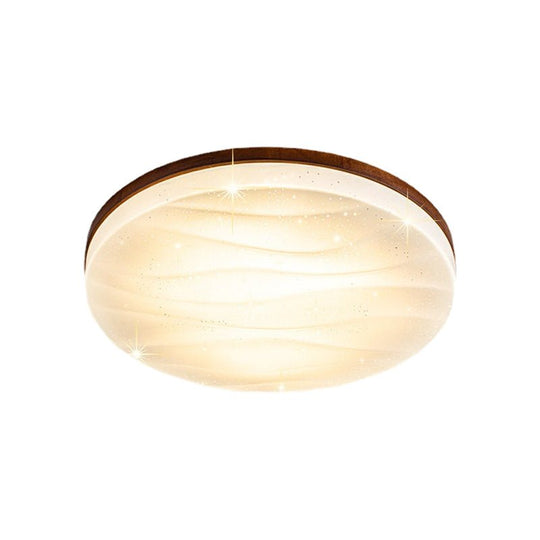 Round or Square Wood Three Step Dimming Modern LED Ceiling Light Fixture