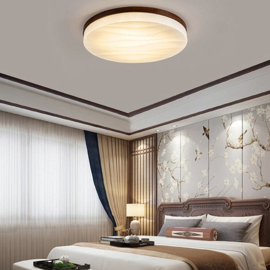 Round or Square Wood Three Step Dimming Modern LED Ceiling Light Fixture