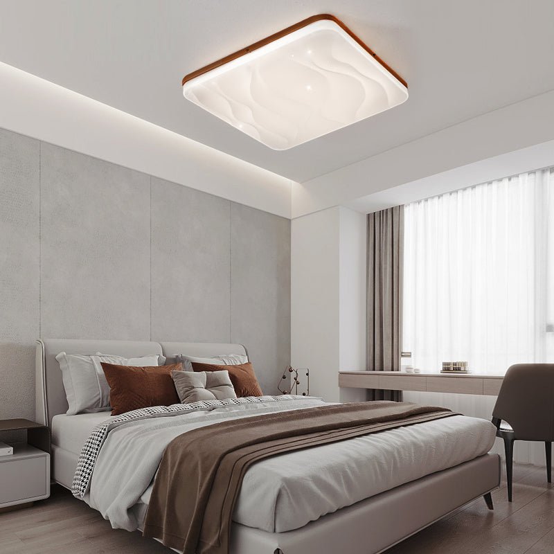 Round or Square Wood Three Step Dimming Modern LED Ceiling Light Fixture