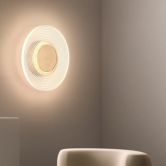 Round Stripes Grid Pattern Acrylic LED Modern Wall Lamp