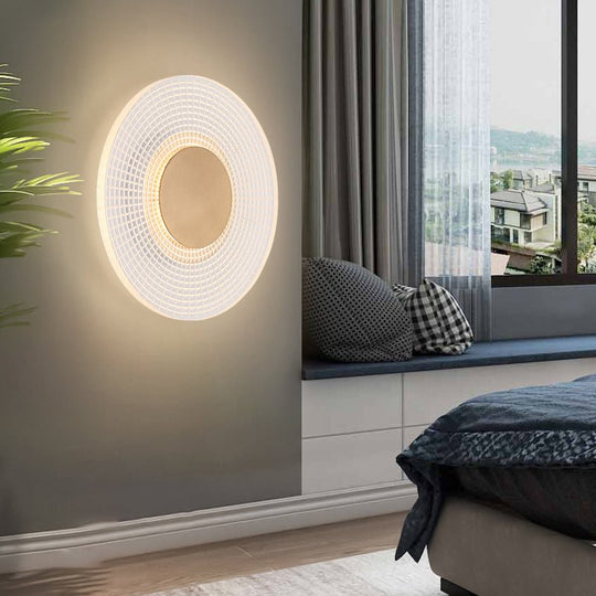 Round Stripes Grid Pattern Acrylic LED Modern Wall Lamp