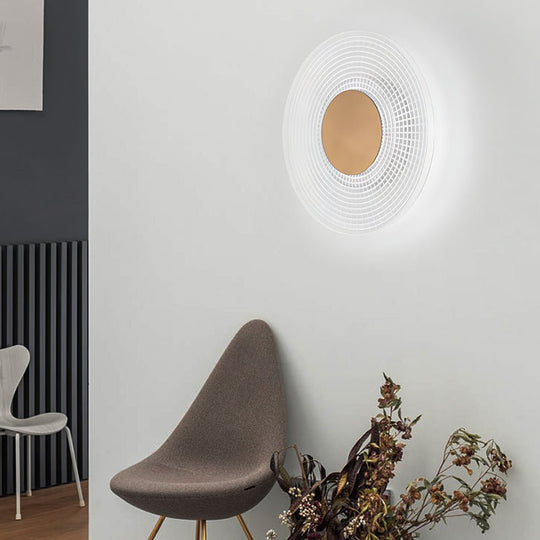 Round Stripes Grid Pattern Acrylic LED Modern Wall Lamp