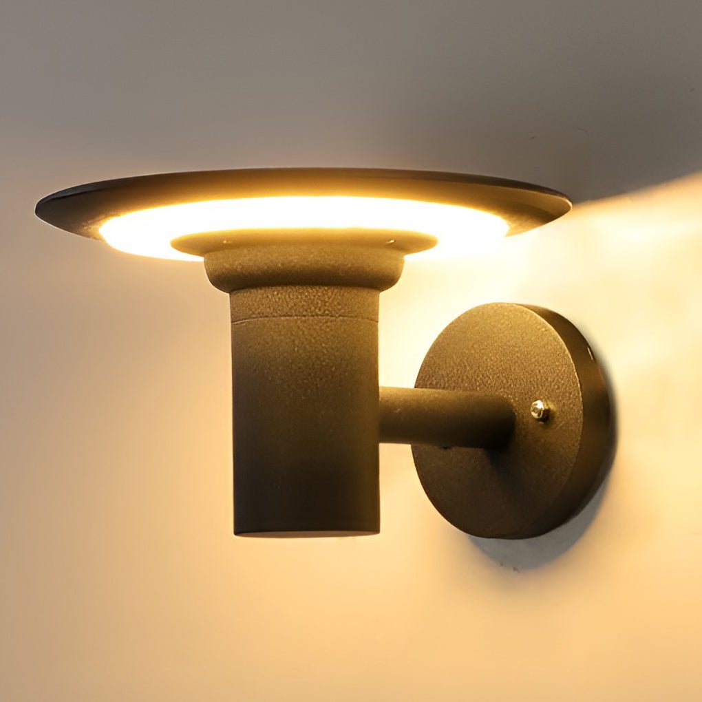 Round UFO-Shaped Solar LED Outdoor Wall Sconce Waterproof Light