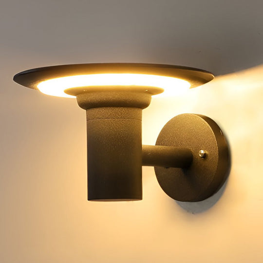 Round UFO-Shaped Solar LED Outdoor Wall Sconce Waterproof Light