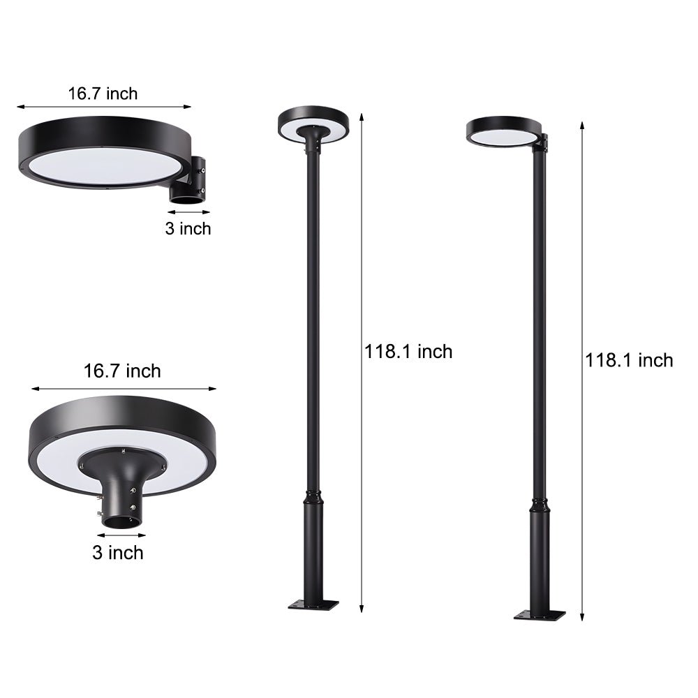 Round Waterproof Smart Remote Control LED Solar Post Top Light
