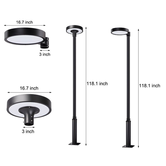 Round Waterproof Smart Remote Control LED Solar Post Top Light
