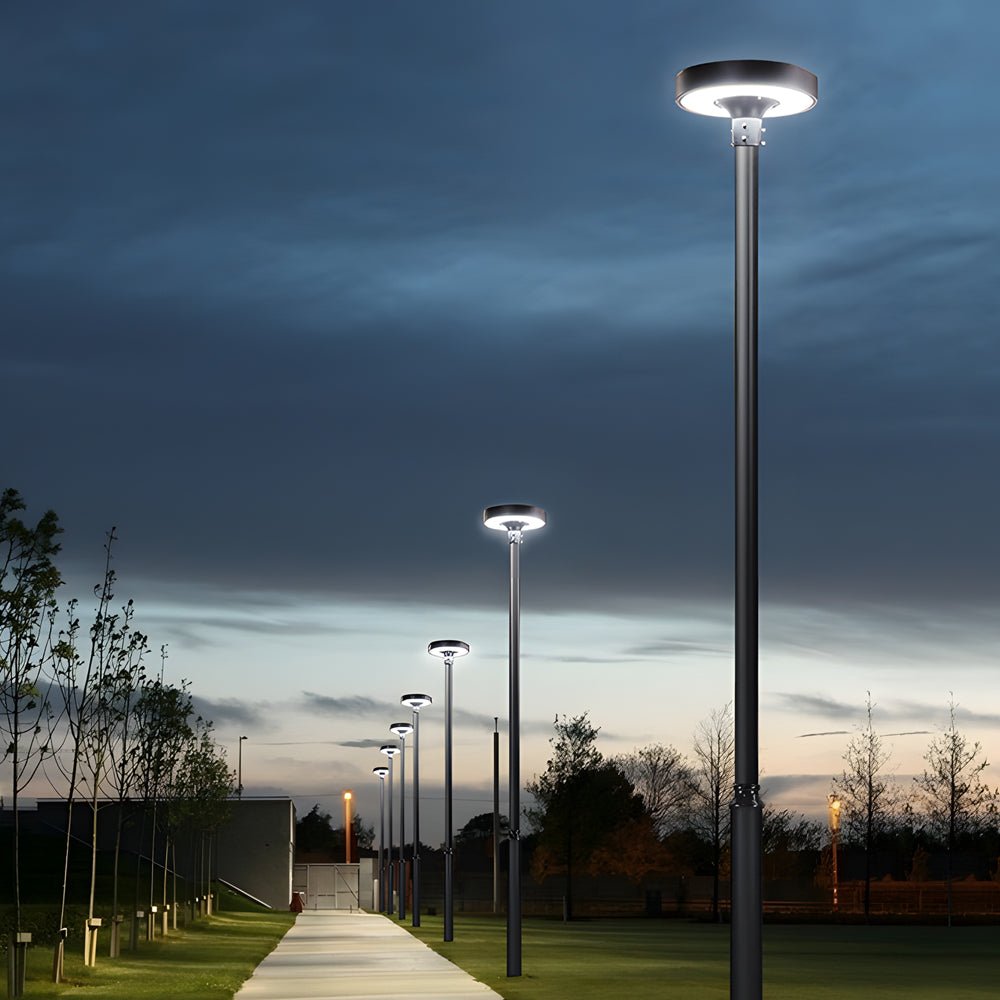 Round Waterproof Smart Remote Control LED Solar Post Top Light