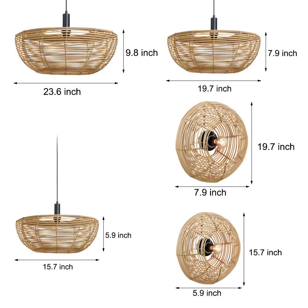 Round Woven Minimalist Wabi Sabi Modern Hanging Ceiling Lights Wall Lamp