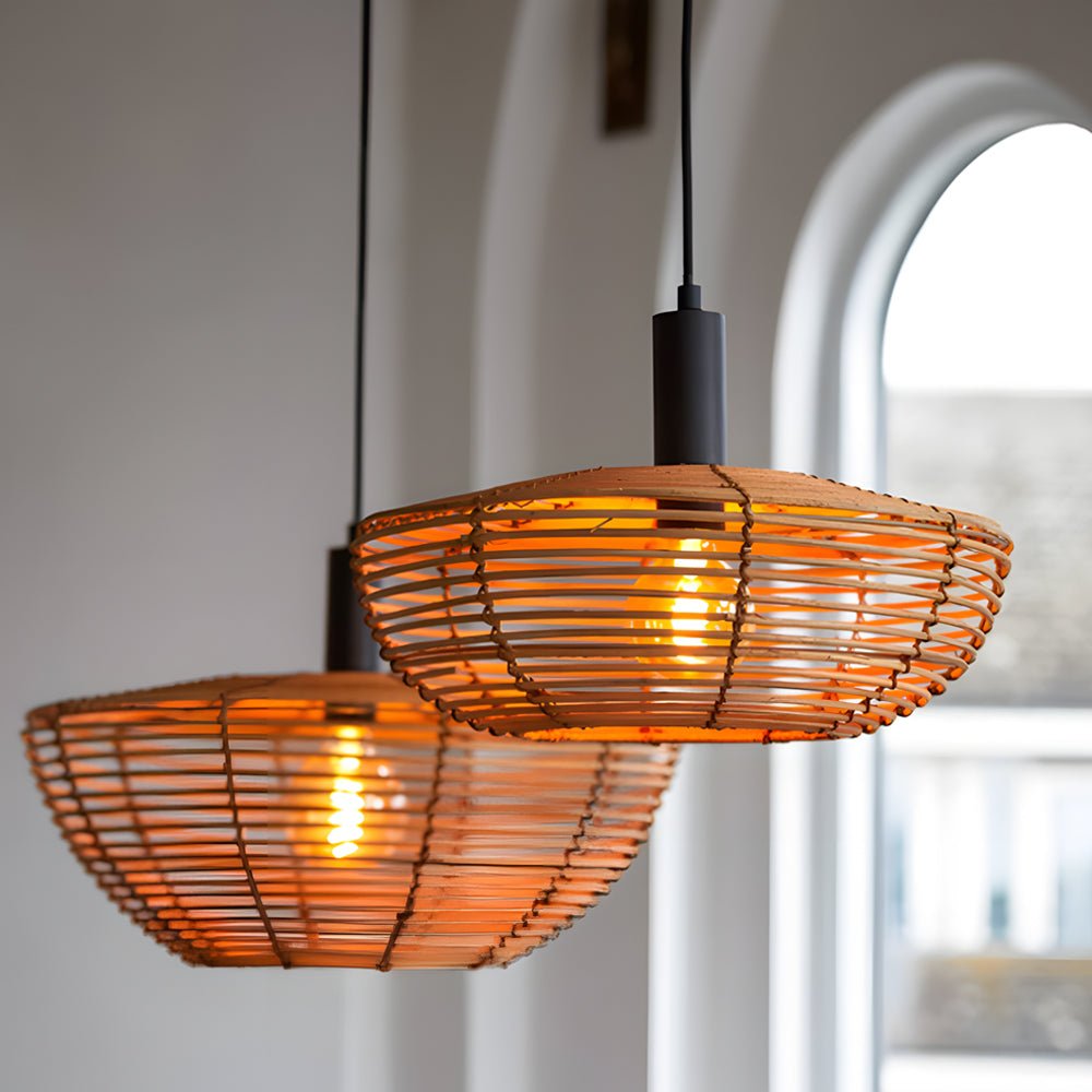 Round Woven Minimalist Wabi Sabi Modern Hanging Ceiling Lights Wall Lamp