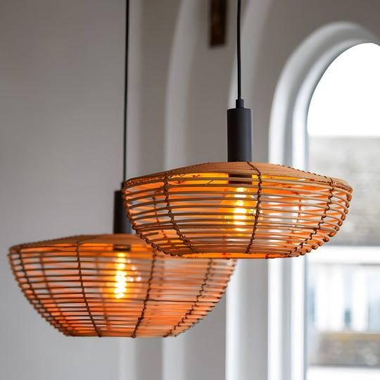 Round Woven Minimalist Wabi Sabi Modern Hanging Ceiling Lights Wall Lamp
