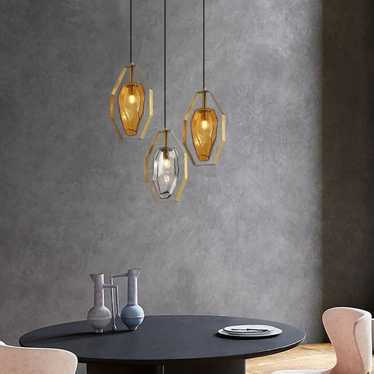 Nordic LED Glass Pendant Light with Electroplated Metal Finish