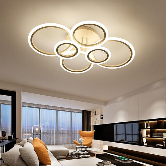 6 Circle Geometric LED Flush Mount Ceiling Light