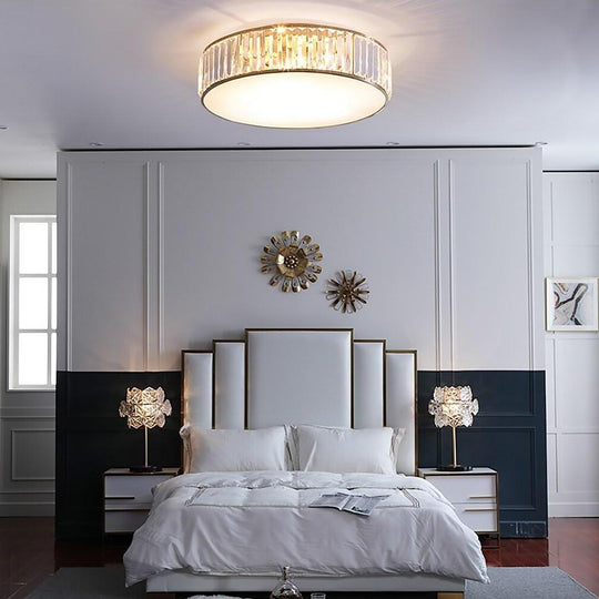 Drum-Shaped LED Crystal Nordic Ceiling Light