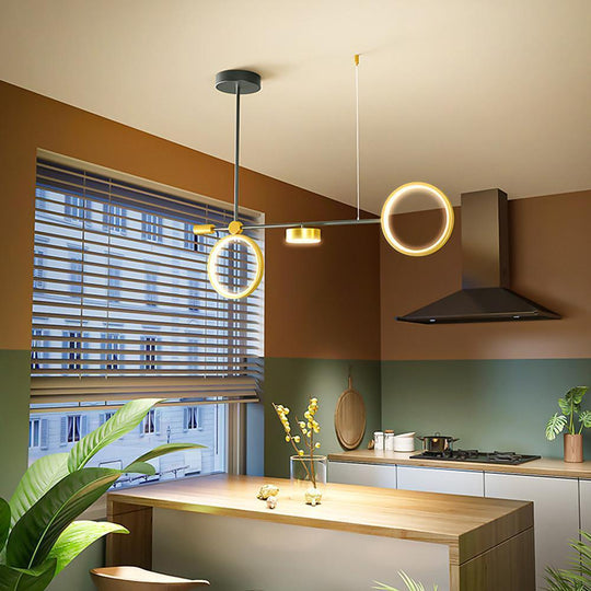 2 Circles LED Nordic Hanging Ceiling Light Island Chandelier