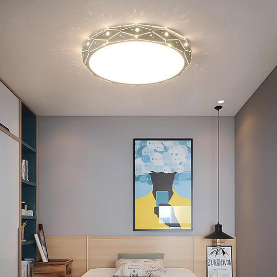 Circular Flush Mount Drum LED Ceiling Light – Modern Nordic Style