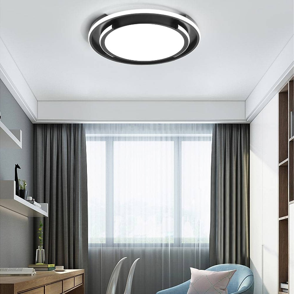 Circular Design Dimmable LED Black Nordic Ceiling Light Flush Mount Lamp