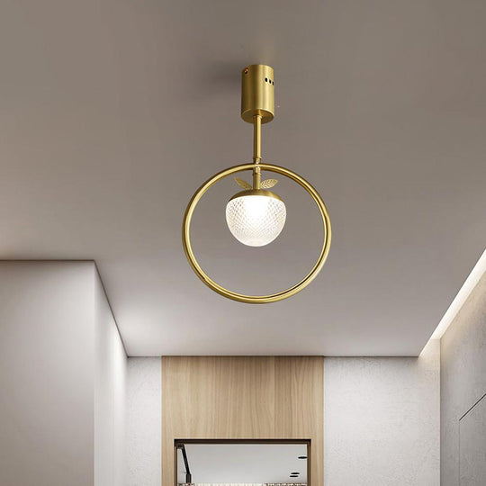 Circle LED Gold Flush Mount Ceiling Light – Modern Nordic Acrylic & Copper Design