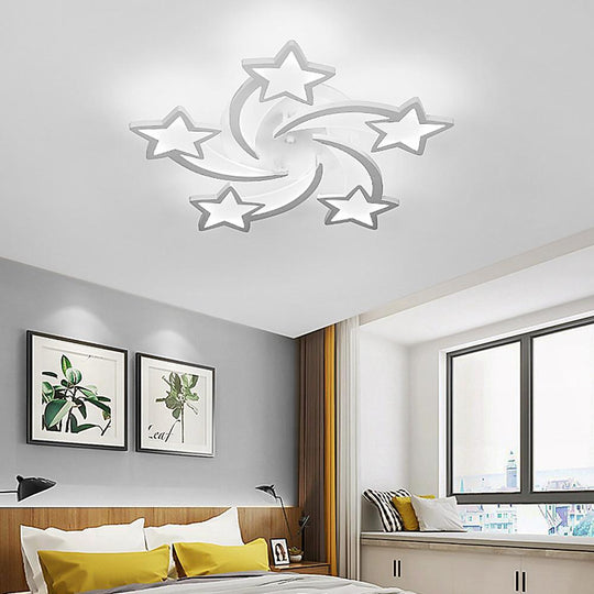 Celestial Shooting Stars LED Flush Mount Ceiling Light – Dimmable White Design