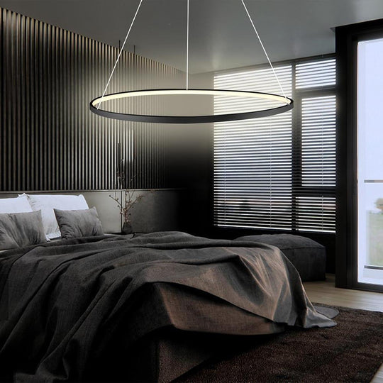 Round Geometric 30 W Single-Ring Integrated LED Pendant – Modern & Dimmable