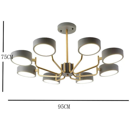 8-Light Modern LED Chandelier – Fixed 24" Hanging Height, 3000 K–5400 K
