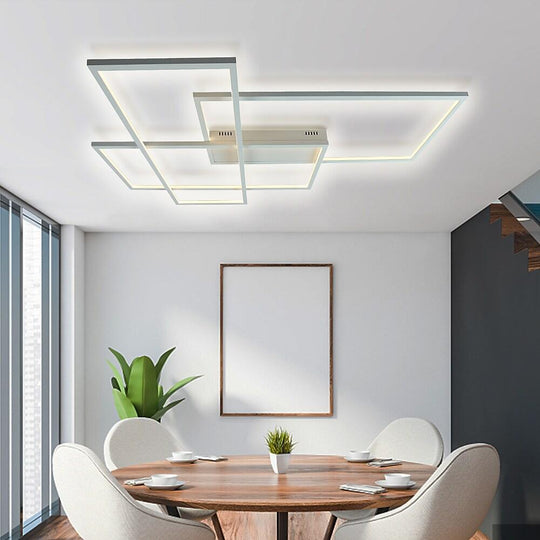 Overlapping Rectangles Aluminum Geometric LED Flush Mount Ceiling Light