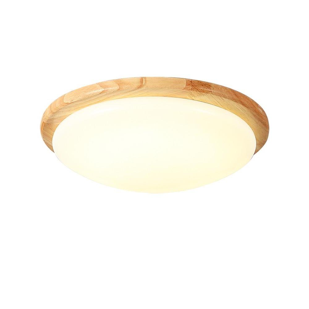 14'' LED Dimmable Wood Flush Mount Ceiling Light – Nordic Bedroom Fixture