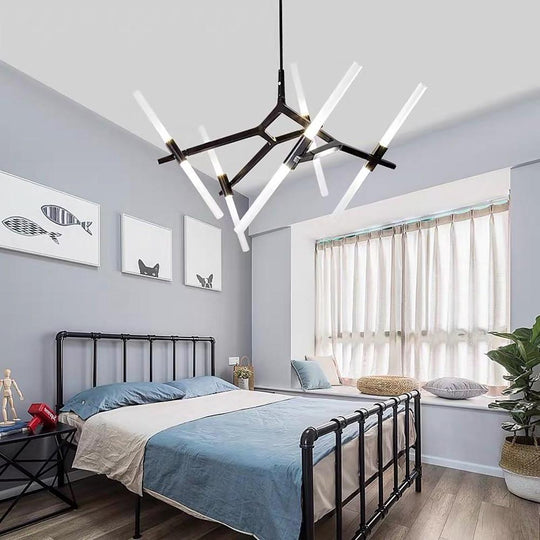 Industrial Sputnik 10-Light LED Chandelier – Black & Gold