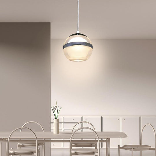 Spherical Acrylic Metal LED Modern Pendant Light Kitchen Island Lighting