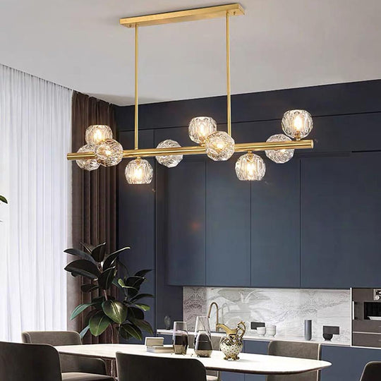 Gold Metal Crystal Globe Cluster LED Chandelier