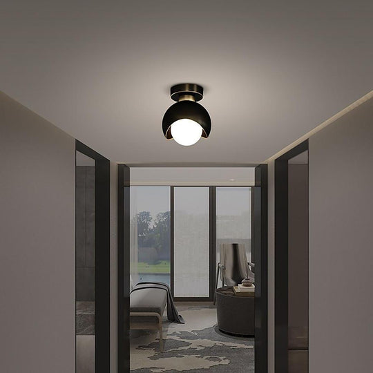 Nordic Copper Globe Flush Mount LED Ceiling Light 6"