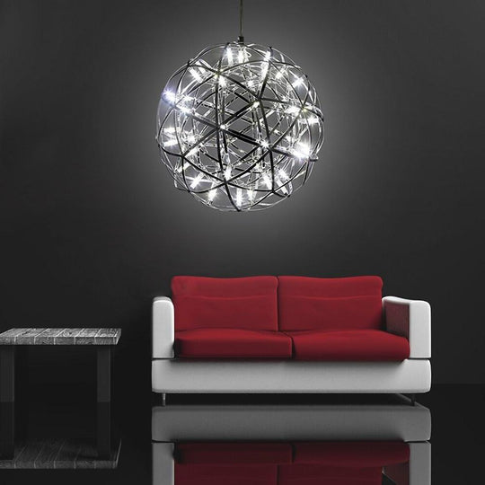 12" Stainless Steel LED Endless Woven Sphere Pendant – Modern Ceiling Light