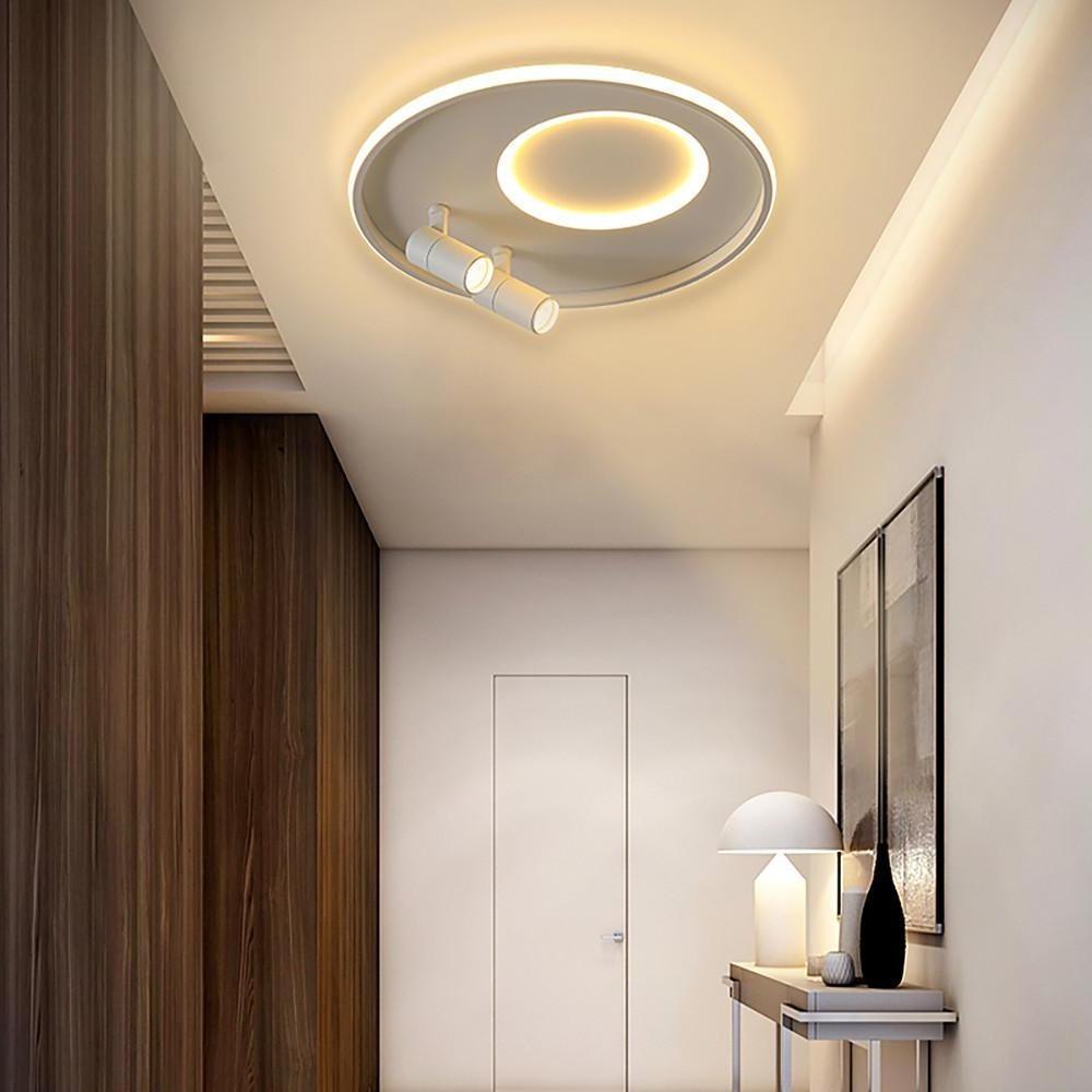Circle Modern LED Flush Mount Ceiling Light with Dual Spotlights
