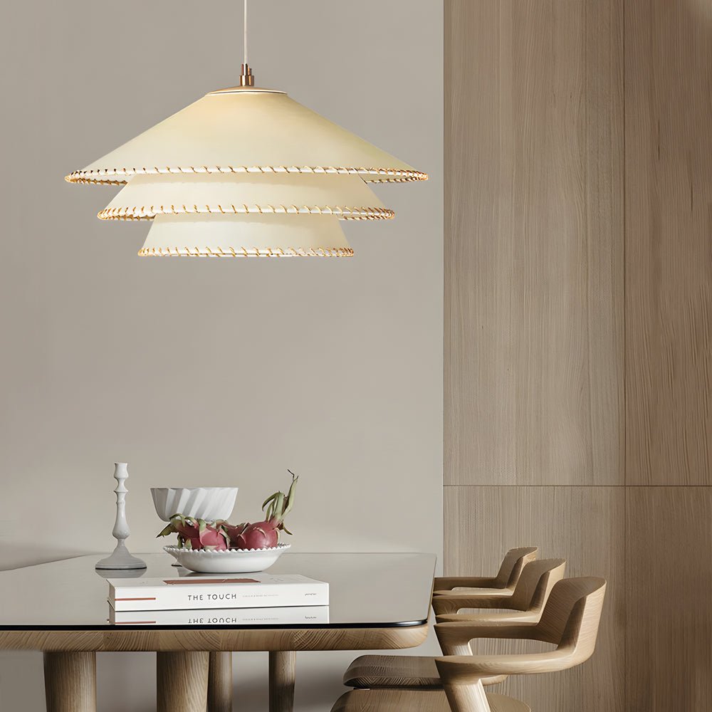 Rustic 3 Tiers Parchment Pendant Light