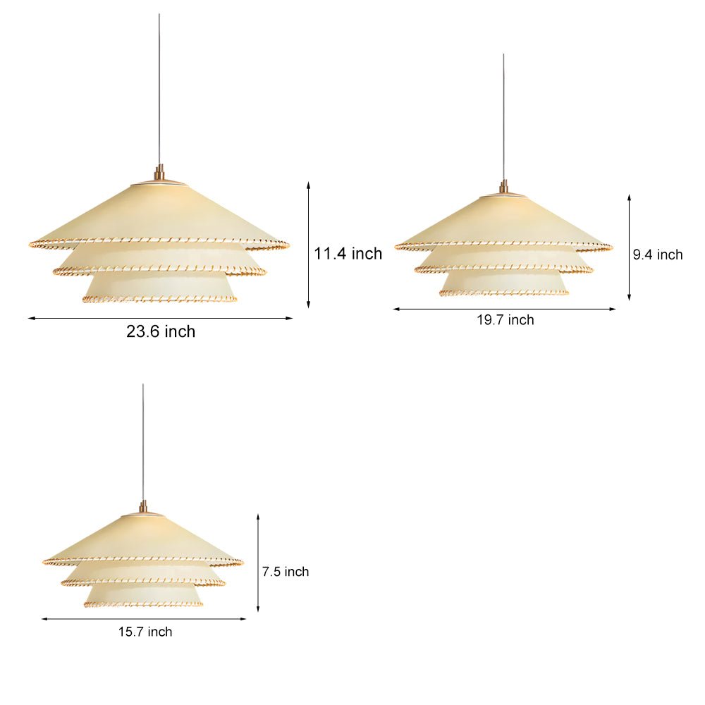 Rustic 3 Tiers Parchment Pendant Light