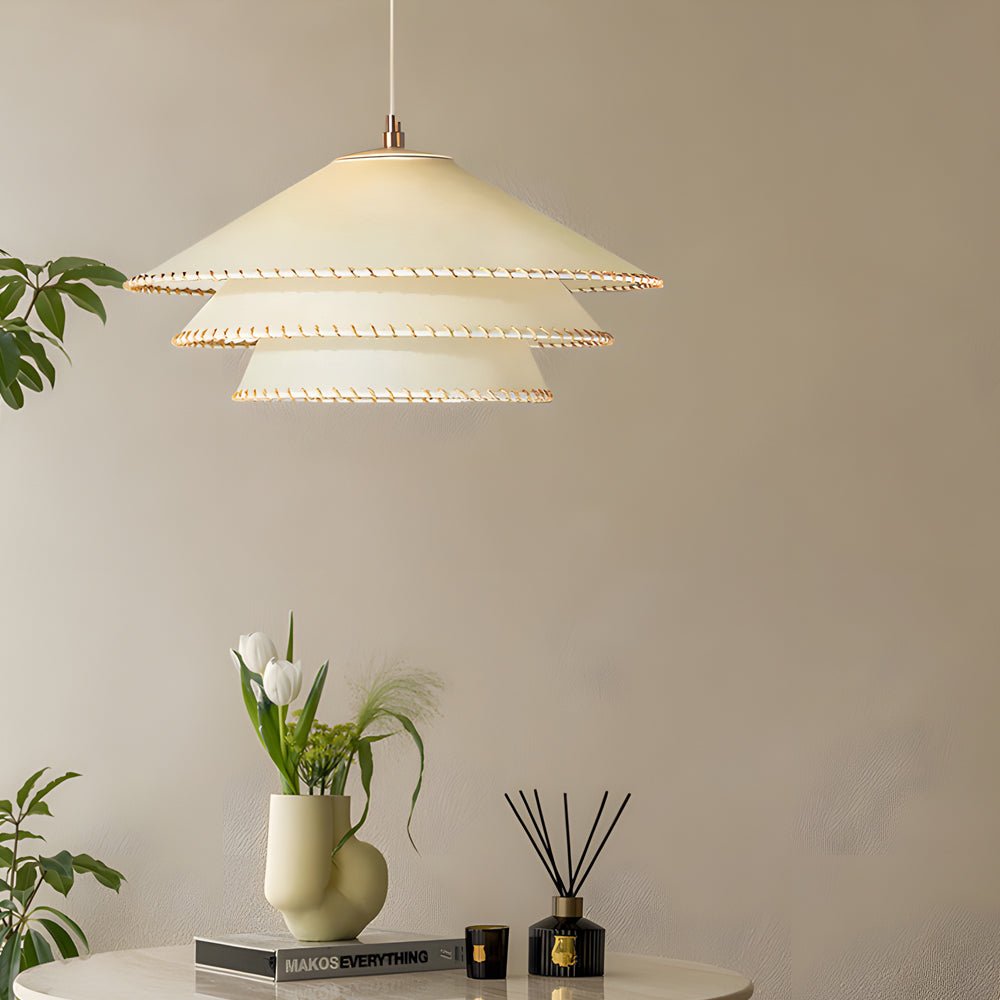 Rustic 3 Tiers Parchment Pendant Light