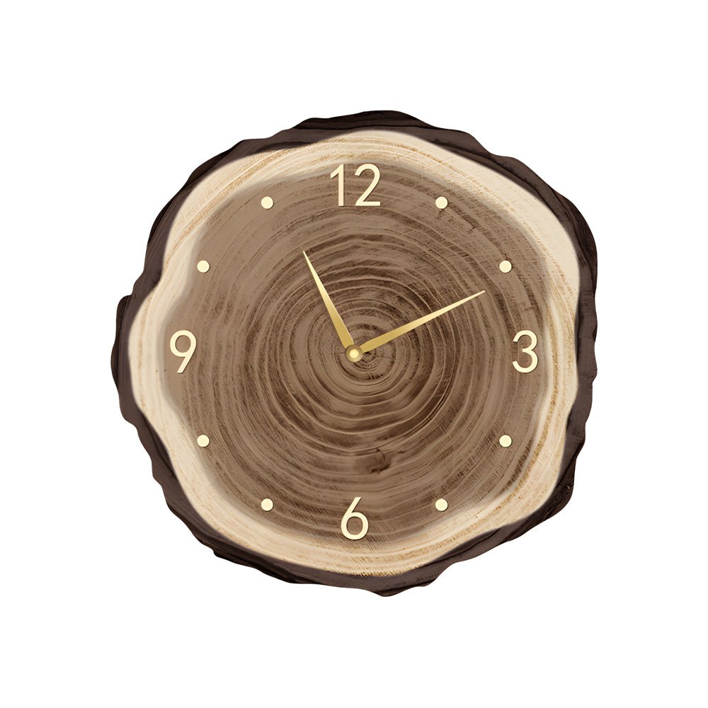 Rustic Round Wood Slice Clock with LED Lights and Remote