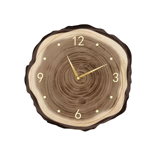 Rustic Round Wood Slice Clock with LED Lights and Remote