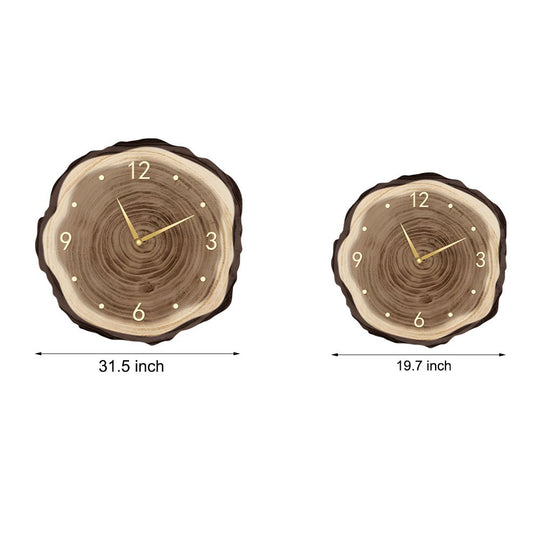 Rustic Round Wood Slice Clock with LED Lights and Remote