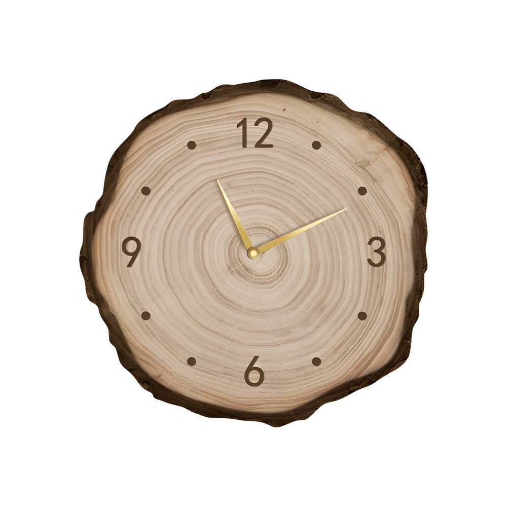 Rustic Round Wood Slice Clock with LED Lights and Remote