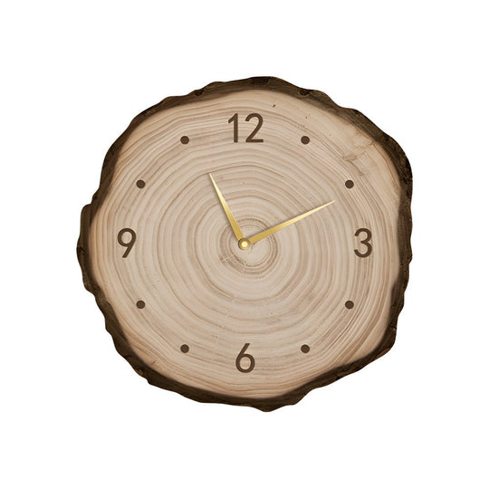 Rustic Round Wood Slice Clock with LED Lights and Remote