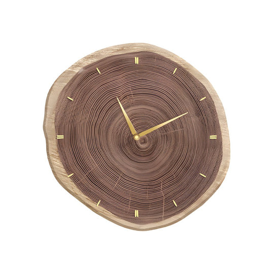 Rustic Round Wood Slice Clock with LED Lights and Remote